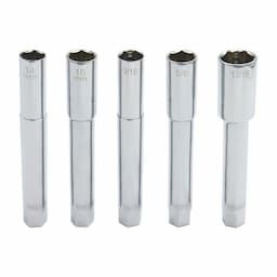 5 PIECE 3/8" X 11/16" DUAL DRIVE 6 POINT 6" EXTRA DEEP SPARK PLUG SOCKET WITH RETAINING SYSTEM