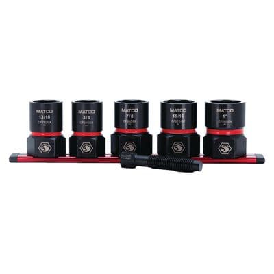 6 PIECE 1/2" DRIVE SAE OPTI-GRIP SOCKET EXTRACTOR SET WITH FOREIGN OBJECT REMOVAL PUSHER ROD