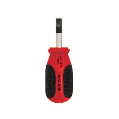 1/4" X  1" SLOT STUBBY SCREWDRIVER - RED