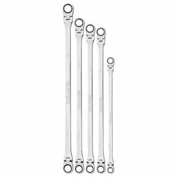5 PIECE EXTRA LONG DOUBLE FLEX RATCHETING WRENCH SET