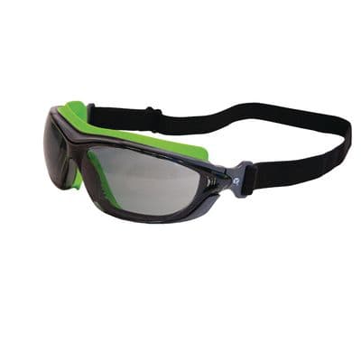 VERATTI® PRIMO™ PLUS SAFETY GOGGLES, GRAY & GREEN FRAME WITH GRAY LENS