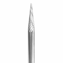 CONE POINTED END, 1/8" X 1/2" X 1/8", DOUBLE CUT BURR