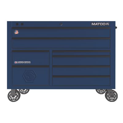 55" DOUBLE-BAY 25" DEEP 8-DRAWER 2S SAPPHIRE BLUE STOCK TOOLBOX | Matco Tools