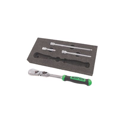 1/4" DRIVE 4 PIECE RATCHET AND EXTENSIONS SET - GREEN | Matco Tools