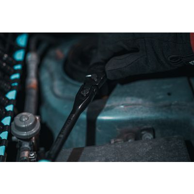 3/8" DRIVE 12" EIGHTY8 TOOTH BLACK CHROME LOCKING FLEX RATCHET WITH ERGO HANDLE - BLUE | Matco Tools