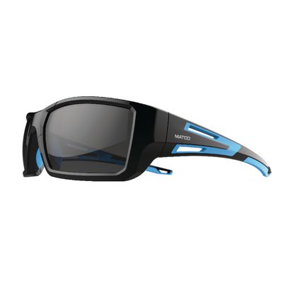 FORCEFLEX SAFETY GLASSES BLACK AND BLUE FRAME WITH FULL FRAME POLARIZED SMOKE LENSES | Matco Tools
