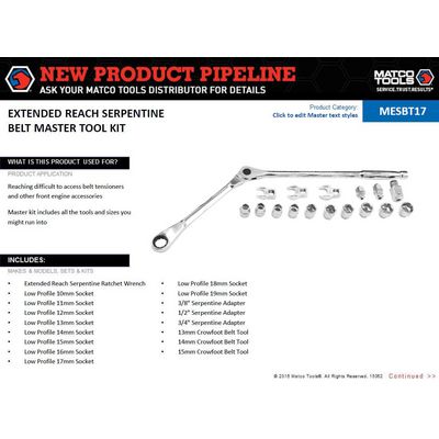 EXTENDED REACH RATCHETING SERPENTINE BELT MASTER TOOL KIT | Matco Tools