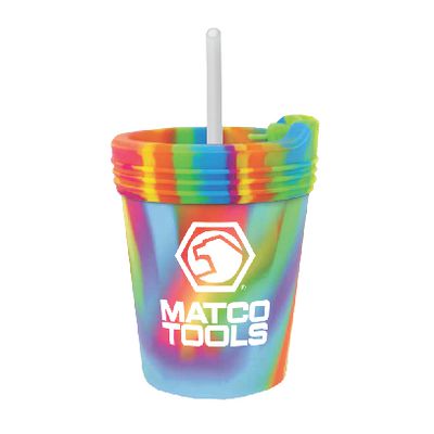 8 OZ. SILICONE TUMBLER WITH LID AND STRAW - TIE-DYE | Matco Tools