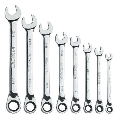 8 PIECE 72 TOOTH SAE REVERSIBLE COMBINATION RATCHETING WRENCH SET | Matco Tools