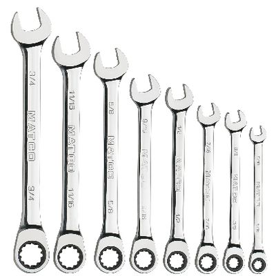8 PIECE 90 TOOTH SAE COMBINATION RATCHETING WRENCH SET | Matco Tools