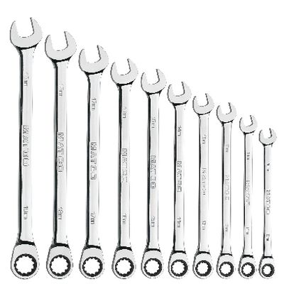 10 PIECE 90 TOOTH EXTRA LONG  METRIC COMBINATION RATCHETING WRENCH SET | Matco Tools