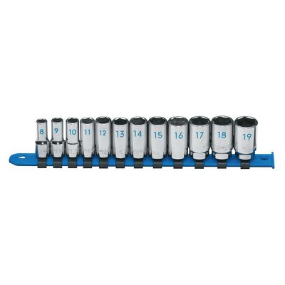 12 PIECE 3/8" DRIVE METRIC 6 POINT MID-LENGTH CHROME SOCKET SET | Matco Tools