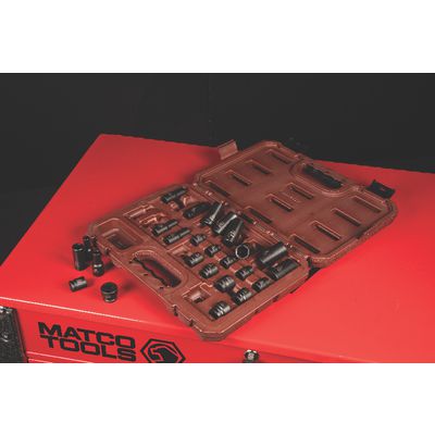 3/8" DRIVE 25 PIECE METRIC 6 POINT MID-LENGTH AND STUBBY ADV IMPACT SOCKET SET | Matco Tools
