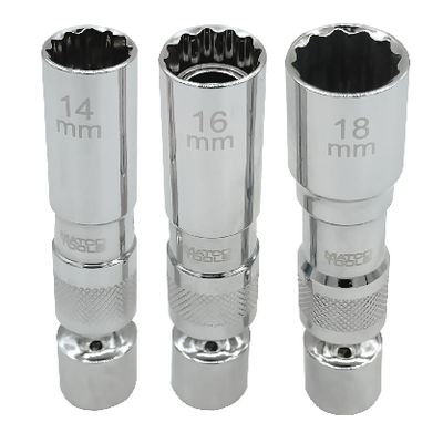 3/8" DRIVE 3 PIECE 12 POINT MAGNETIC THIN WALL UNIVERSAL JOINT SPARK PLUG SOCKET SET | Matco Tools